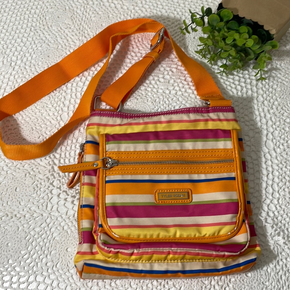 Tyler Rodan colourful striped crossbody